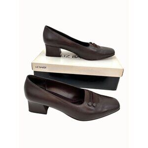 VTG LIZ BAKER RITA BROWN LEATHER COMFORT BLOCK HEEL DRESS SHOE PUMP W/ ORIG BOX